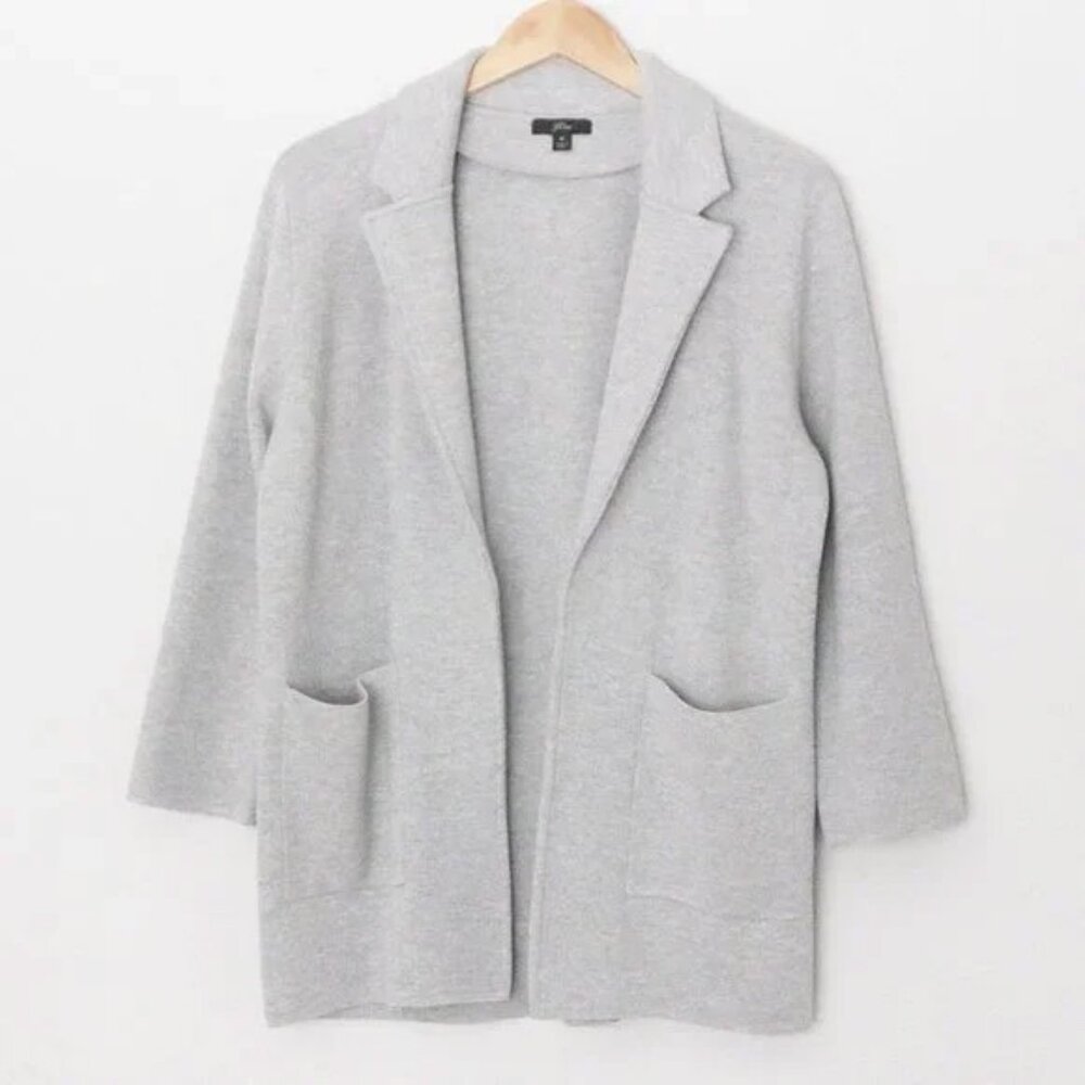 J.Crew Sophie Open Front Sweater Knit Blazer Jacket M Gray Grey Merino Wool $168 - Picture 6 of 16